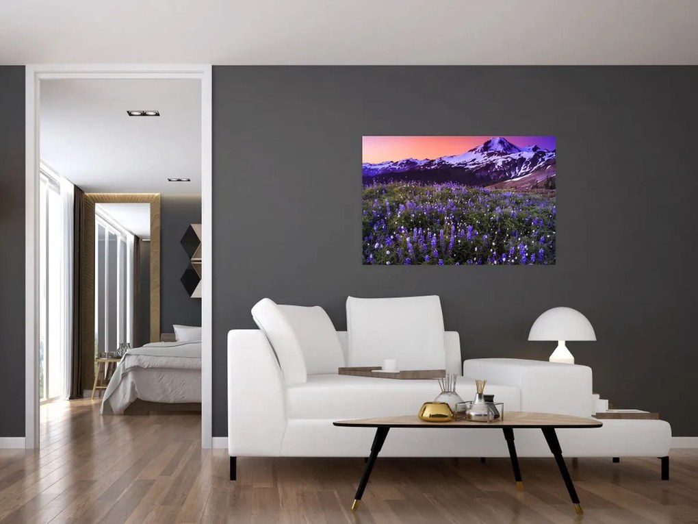 Tablou - Vulcan și flori (90x60 cm)