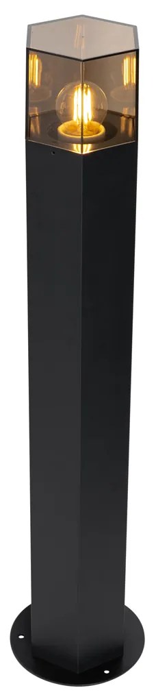 Lampă de podea pentru exterior neagră cu abajur fumuriu hexagonal 70 cm - Denmark