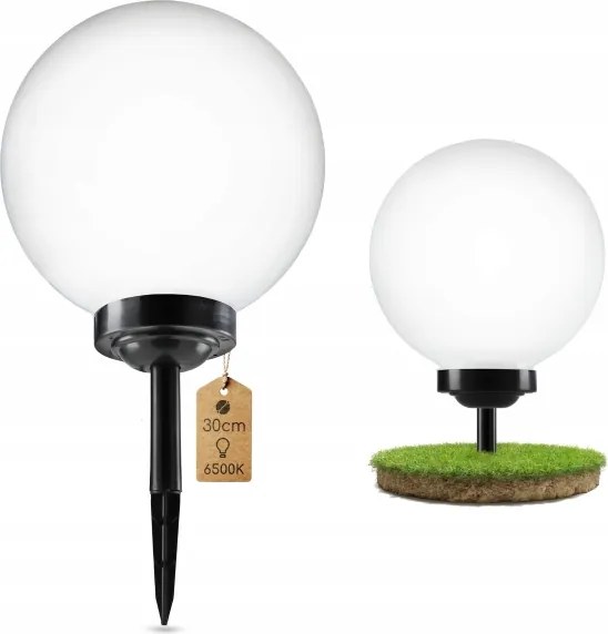 Lampă solară LED 1,2 V, 6500 K, 200 mAh, Ø 30 cm, IP44, alb/negru