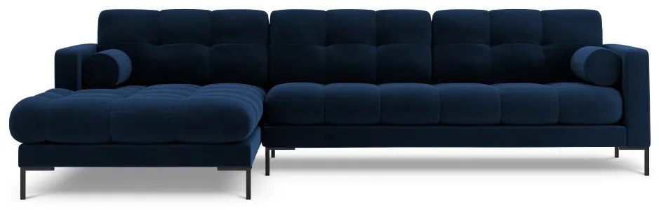 Colțar tapițat Bali, Albastru regal/5 locuri/picioare negre/partea stângă/ L293 x l185 x h75