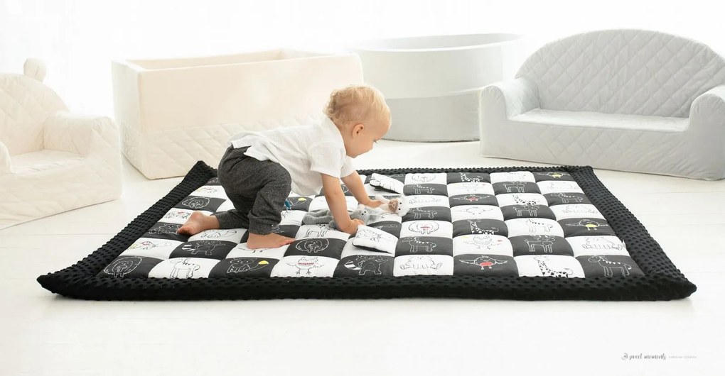 Covor de joaca termoizolant pentru bebe, activitati senzorial ,   Contrast 120x140cm
