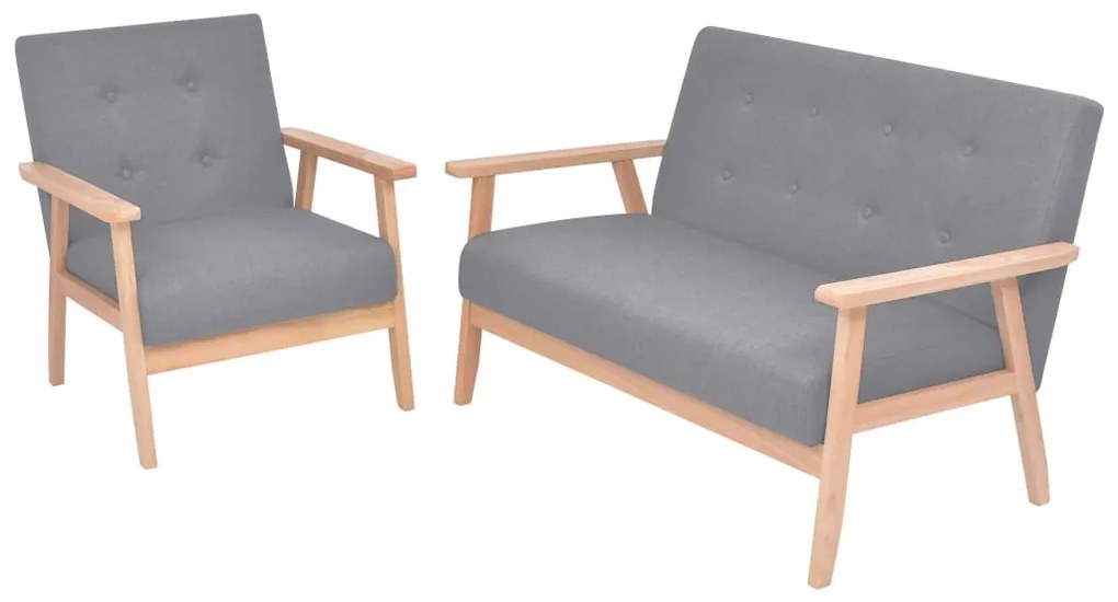 vidaXL Set cu canapea, 2 piese, material textil, gri deschis
