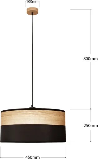 Suspensie pe cablu ALBA 1xE27/15W/230V Ø 45 cm negru/maro