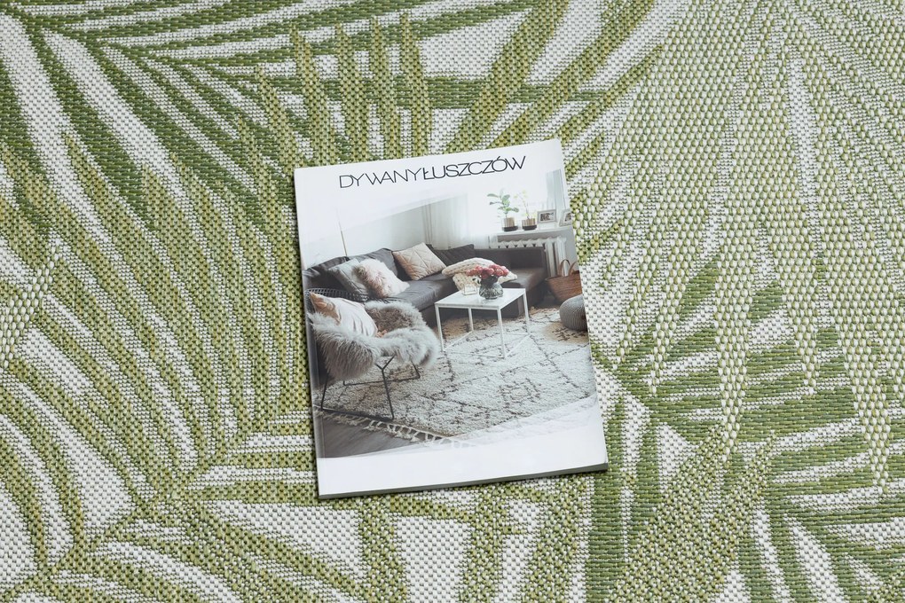 Covor, traversa SISAL SION frunze de palmier, tropical 2837 țesute plate ecru / verde
