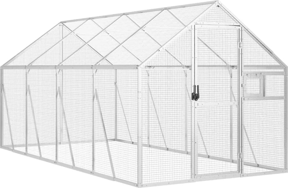 vidaXL Volieră de păsări, argintiu, 1,79x4x1,85 m, aluminiu