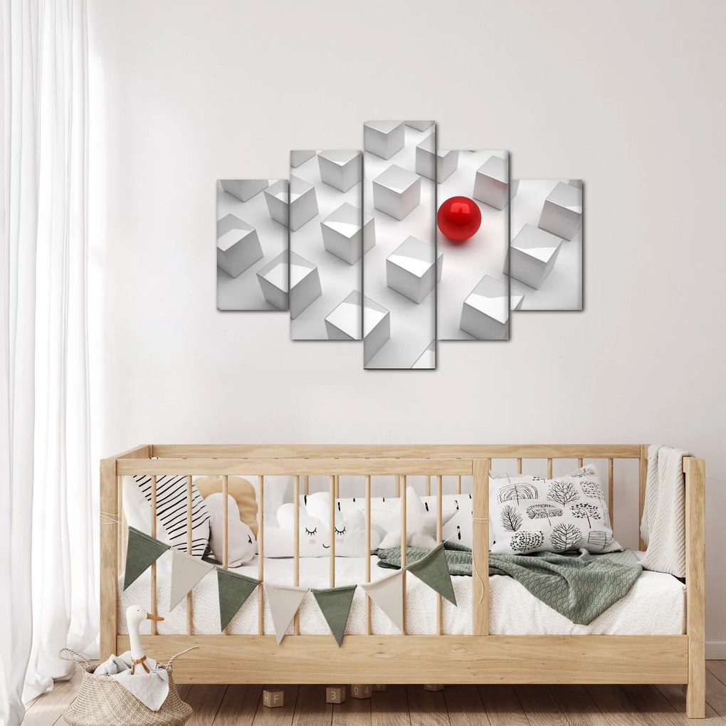 Tablou cu abstracție - cub cu bilă (150x105 cm)