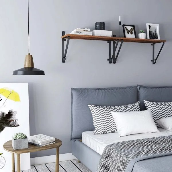 Set de 2 rafturi de perete SHELFY, maro/negru