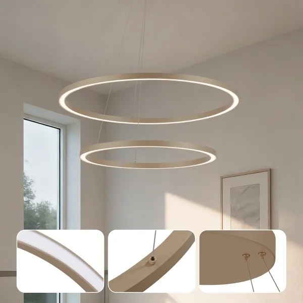 Brilagi - lustru pe cablu LED dimabil PORTOFINO LED/98W/230V Ø 80 cm bej + telecomandă