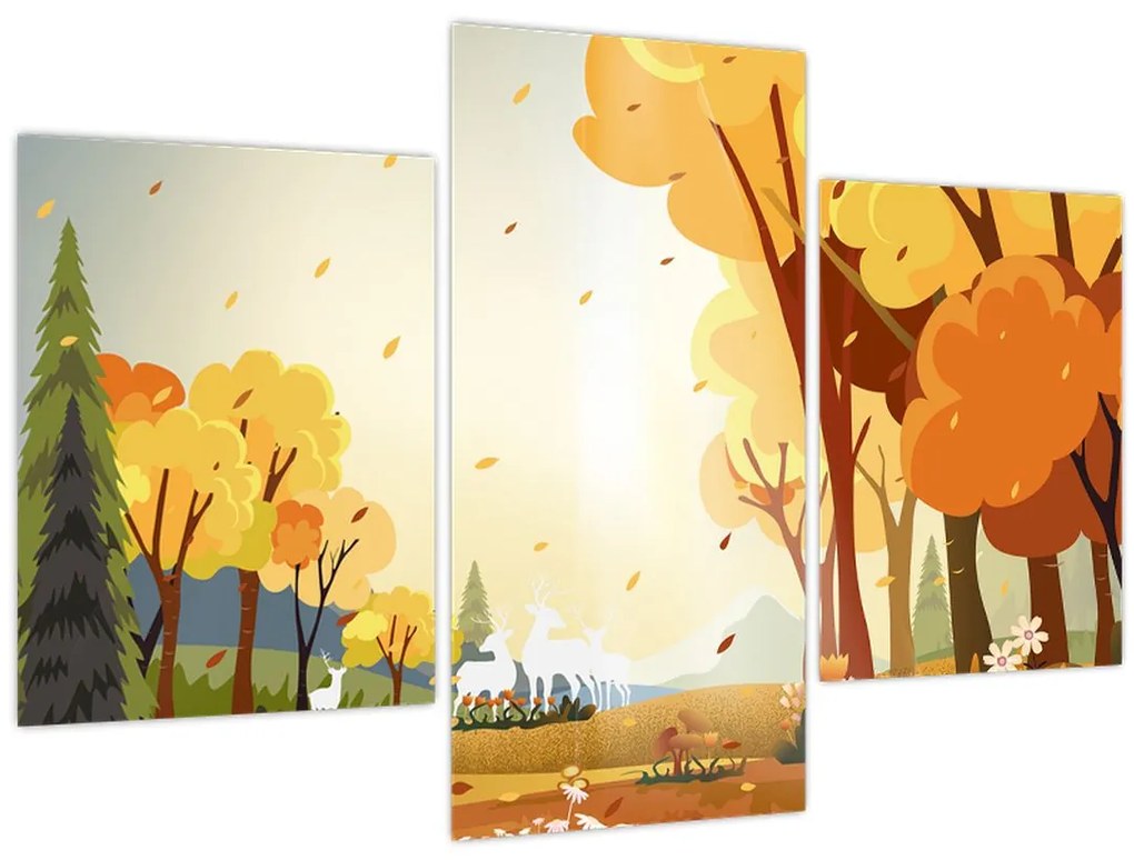 Tablou - Peisaj de toamnă, ilustrație (90x60 cm)