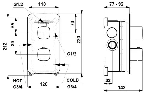 KFA Armatura MALAGA k. 5759-001-31 - Baterie termostatică pentru duș, pentru montaj încastrat, auriu