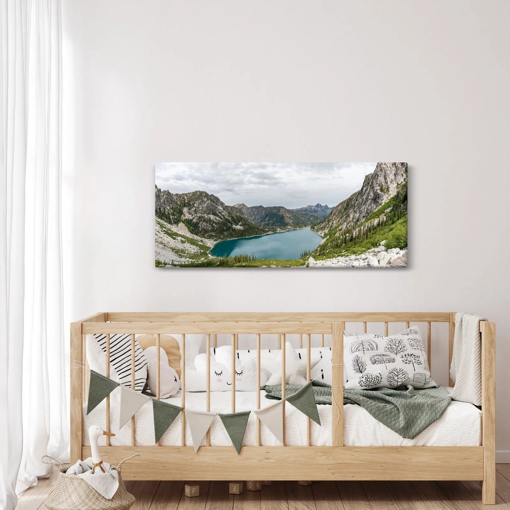Tablou cu lac în munți (120x50 cm)