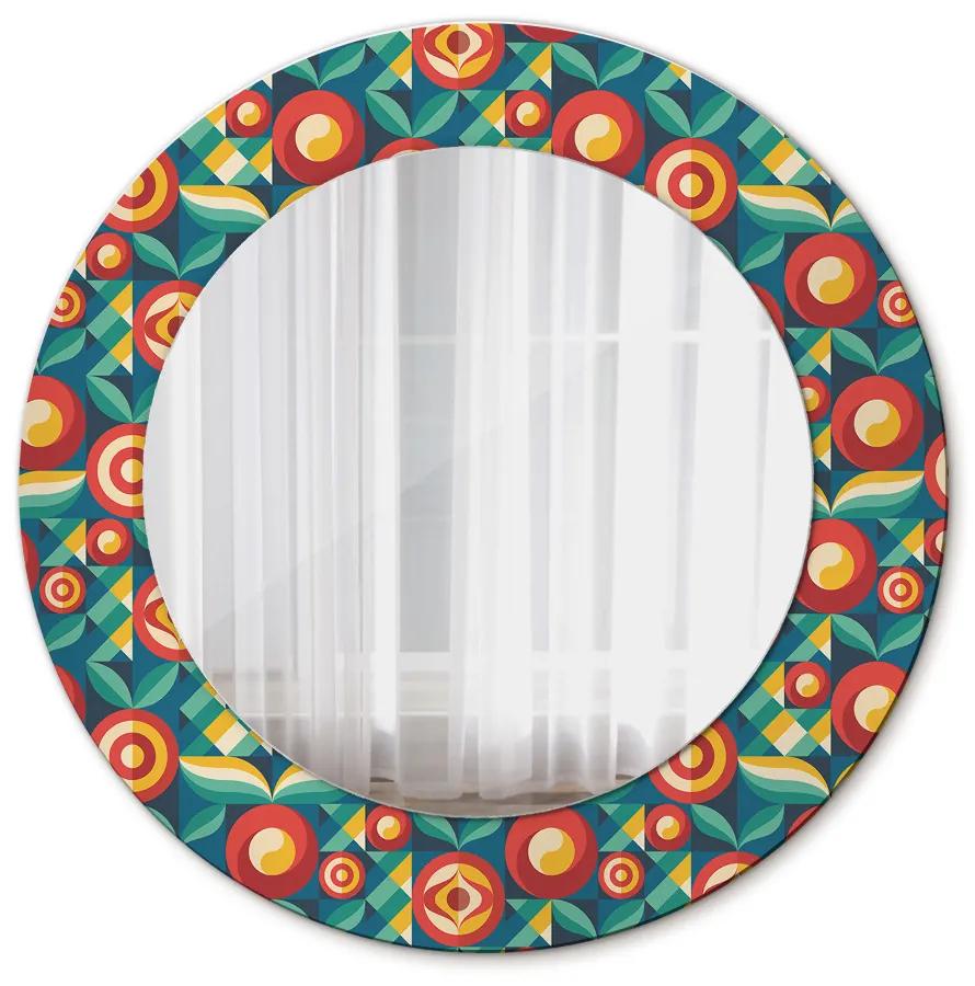 Oglinda rotunda imprimata Fructe și frunze geometrice