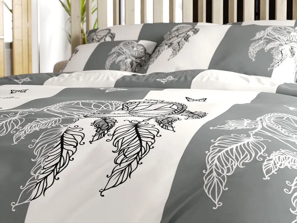 Lenjerie de pat din bumbac TIRSO POLY gri-alb Dimensiune lenjerie de pat: 70 x 90 cm | 140 x 200 cm