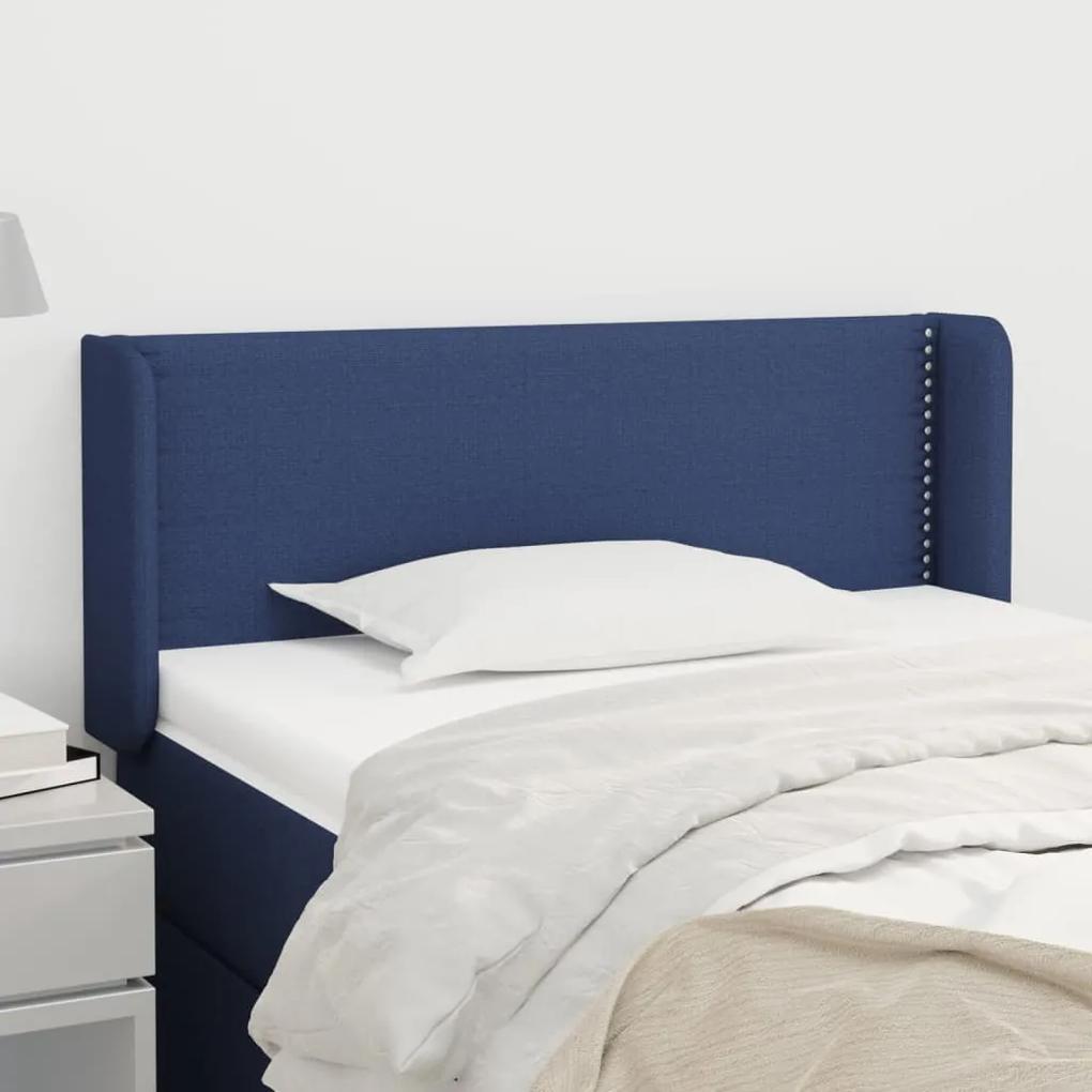 3118616 vidaXL Tăblie de pat cu aripioare albastru 93x16x78/88 cm textil