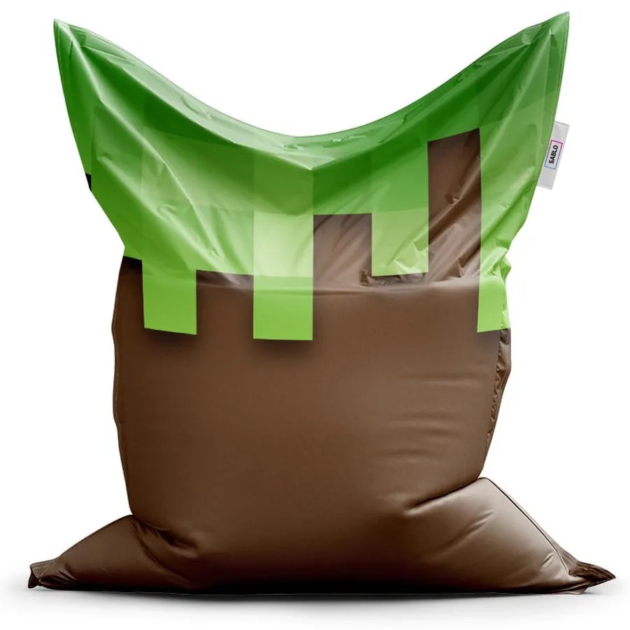 Sac de șezut Classic Green Blocks 2, maro / verde