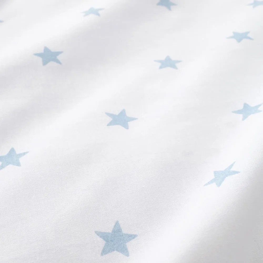 Cearceaf pentru copii alb/albastru din bumbac pentru pat de o persoană cu elastic 90x190 cm Mini Star & Stripes – Bianca