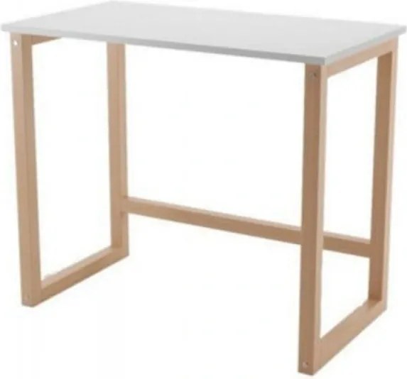 Birou pliabil pentru copii Novokids™ My first Computer desk, Picioare din lemn masiv, Dimensiuni 75x50x90 cm, Pentru laptop si Computer, Natur cu Alb