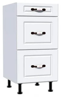 Corp inferior 40 cu 3 sertare metalice greutate Zebra MDF alb