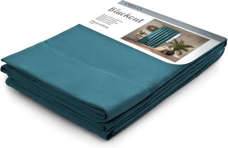 Draperie AmeliaHome Pleat, 140 x 270 cm, albastru