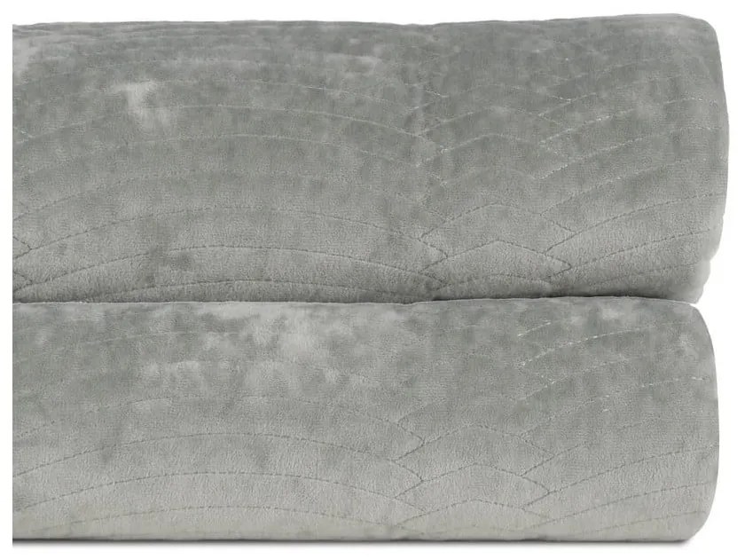 Cuvertură verde prăfuit matlasată din catifea 230x260 cm – Ixia