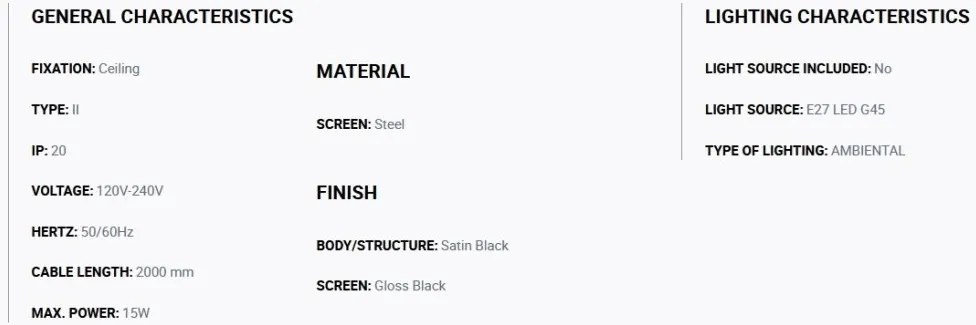 Lustra/Pendul metal TATAWIN S negru