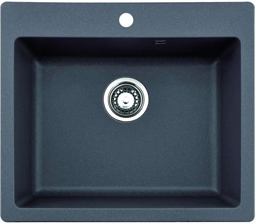 Chiuveta compozit Inter Ceramic finisaj granit gri 57x50 cm cu orificiu baterie
