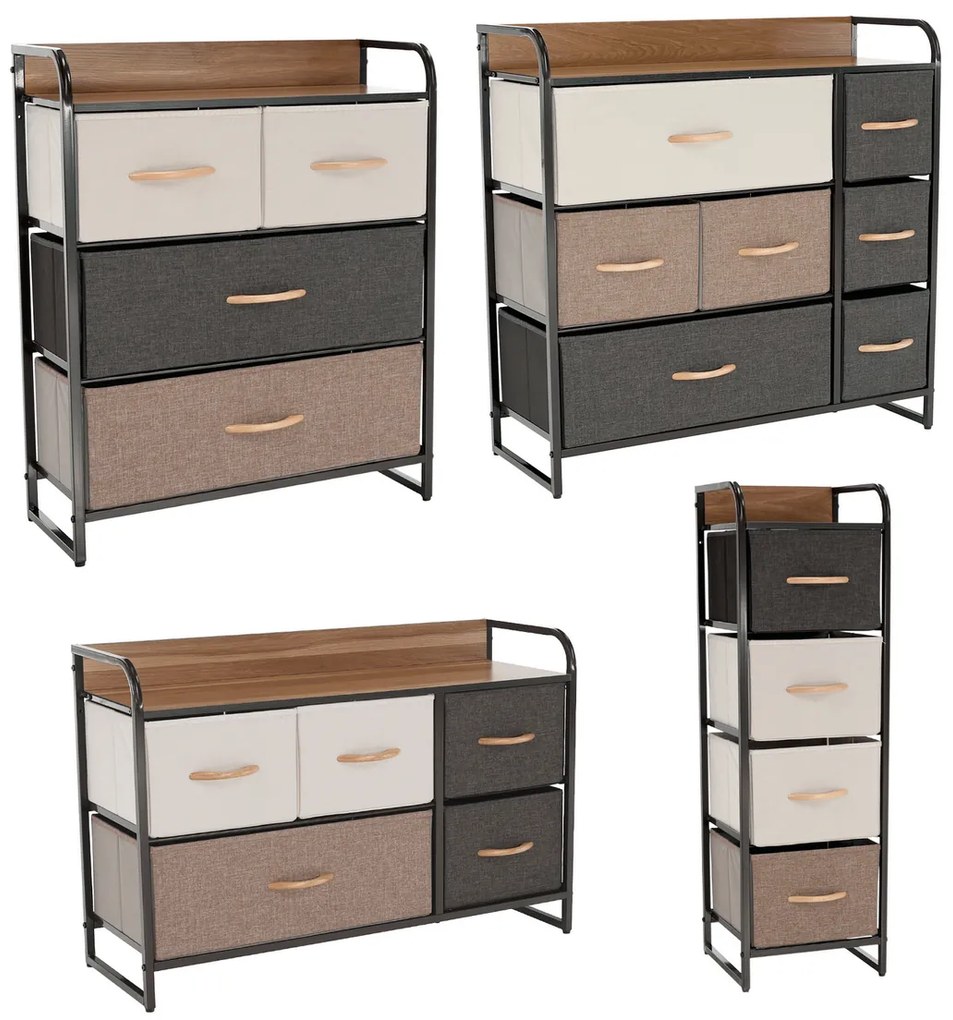 Comoda cu sertare din material textil HAZEL TIP 4,maro, S