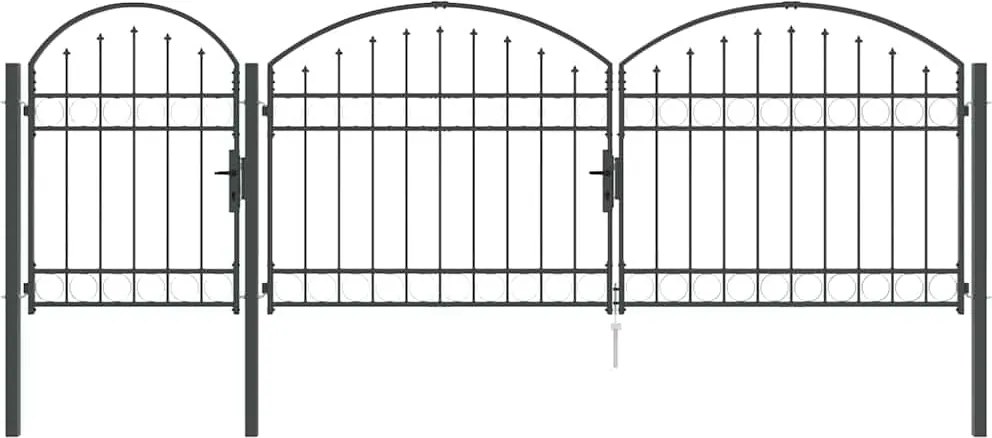 vidaXL Poartă pentru Gard cu Vârf Arcuit Gri 4 x 1,25 m Oțel