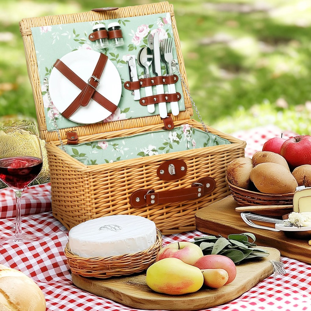 Coș picnic Outsunny maro deschis | Aosom Romania