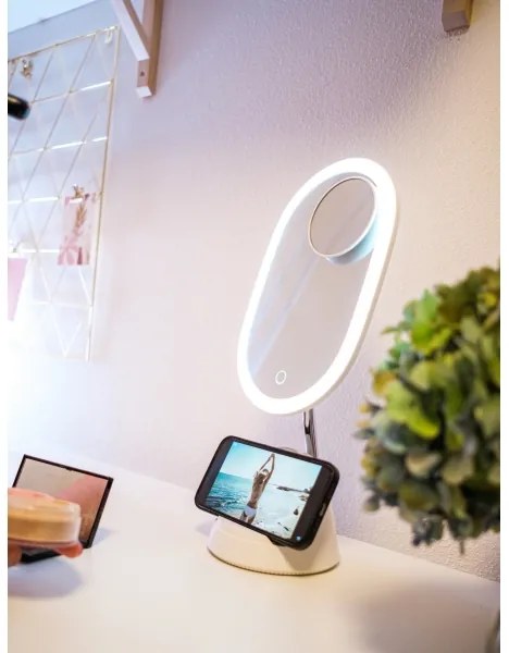 Immax 08970L - Oglindă LED reglabilă cu încărcare wireless LED/18W/230V