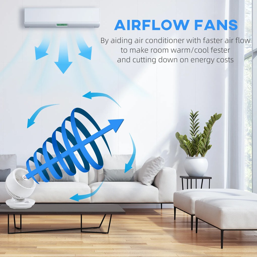 HOMCOM Ventilator cu Oscilare 70° și Înclinare 90°, 3 Viteze, Flux Aer Puternic, Design Modern | Aosom Romania