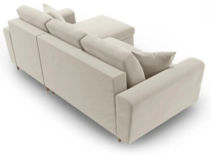 Colțar bej extensibil, cu spațiu de depozitare cu tapițerie din catifea Kyoto – Cosmopolitan Design