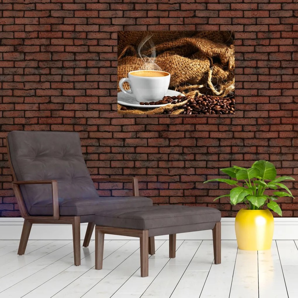 Tablou pe sticlă - O ceașcă de cafea (70x50 cm)