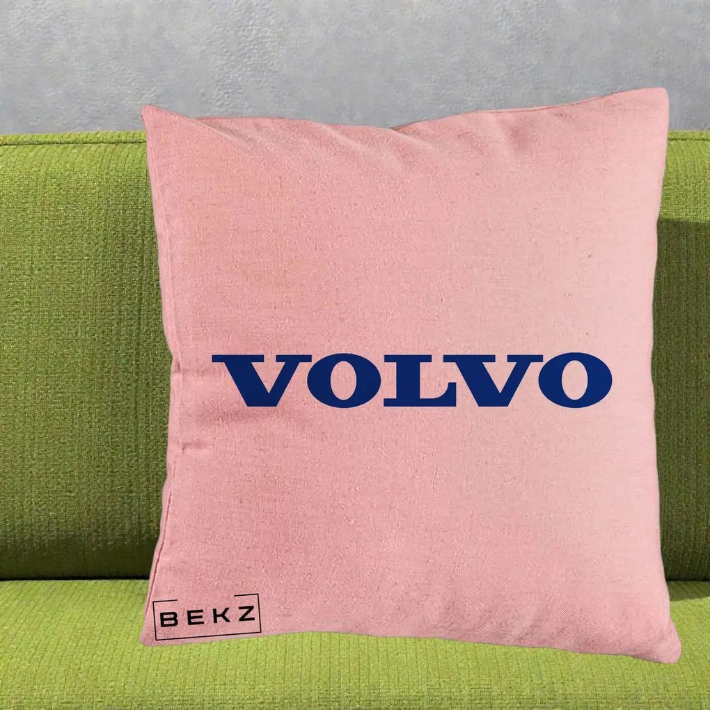 Perna Personalizata cu emblema Volvo, 40x40 cm, Roz, Husa Detasabila, Perna Inclusa, BEKZ®