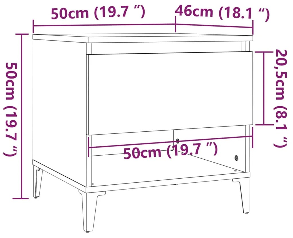 Mese laterale, 2 buc., gri sonoma, 50x46x50 cm, lemn compozit 2, sonoma gri