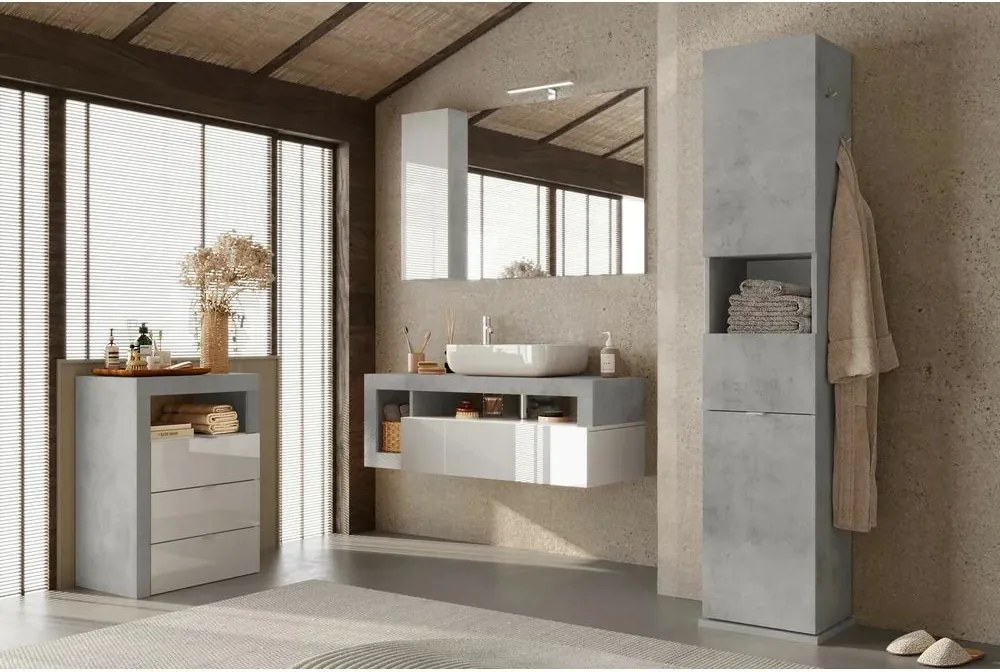 Dulap coloana mare LC Mobili Italia Hamburg baza pivotanta 35x180 cm finisaj gri beton