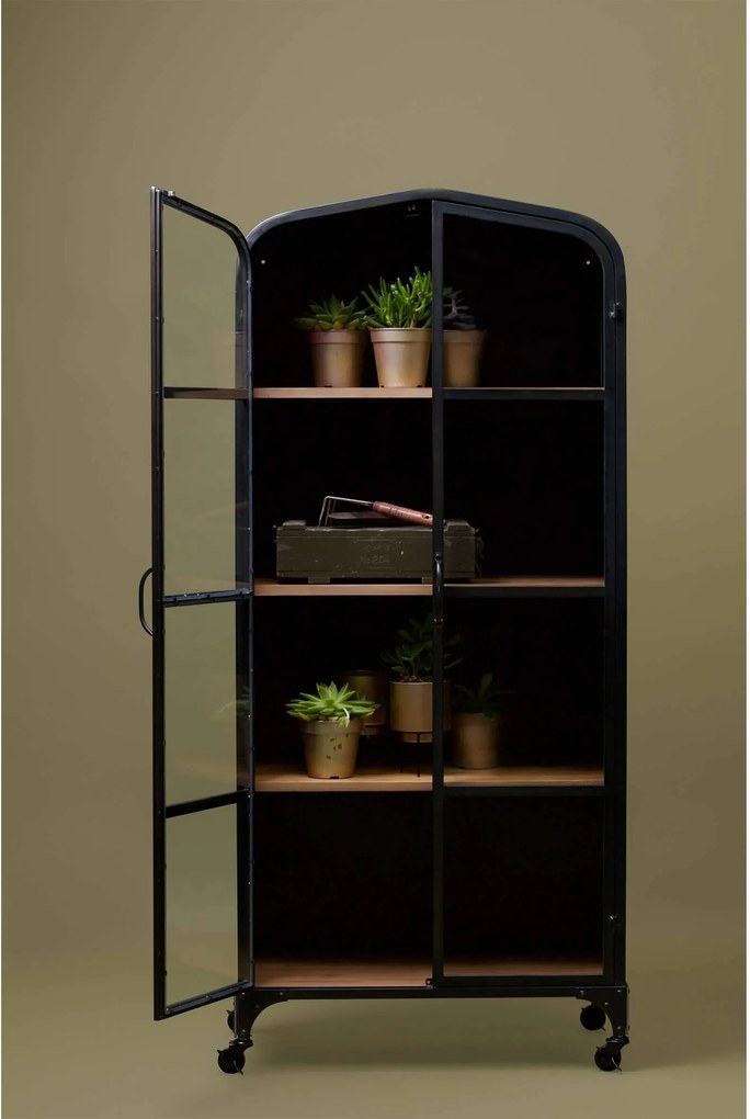 Vitrina din metal cu usi din sticla Lori Cabinet Black | WOOOD