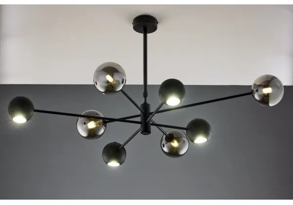 Lustră pe tijă Jupiter 1975 MOKA 4xGU10/10W/230V + 4xG9/10W/230V negru/crom