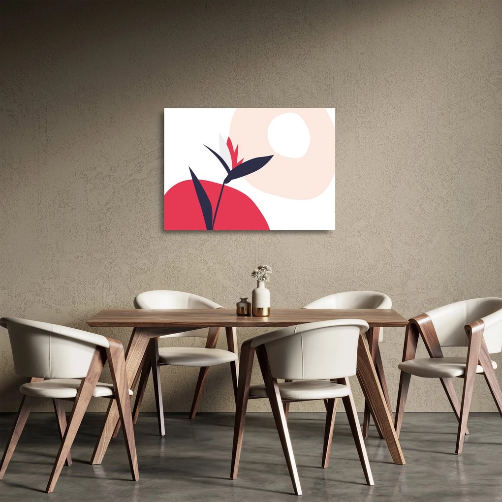 Tablou pe sticlă - Abstracție florală roz N⁰1 (70x50 cm)