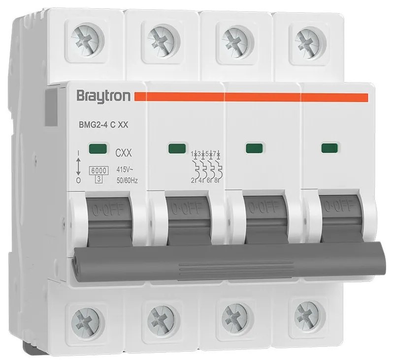 Siguranta automata 4P, 6A, curba de declansare C, capacitate de rupere 6kA, Braytron