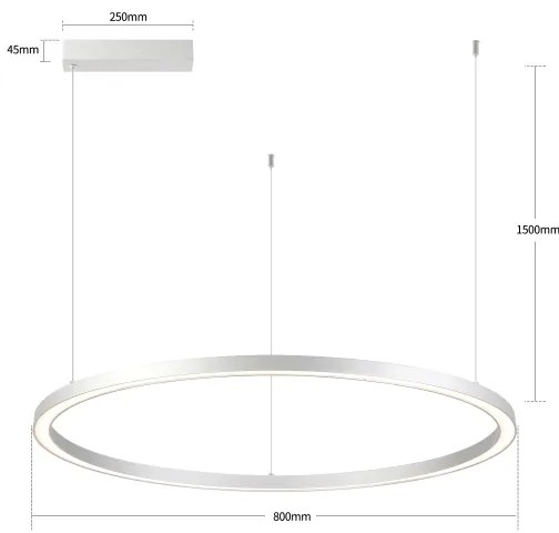 Brilagi-LED reglabil, lustru suspendat pe cablu PORTOFINO LED/60W/230V, diametru 80 cm, argintiu + telecomandă