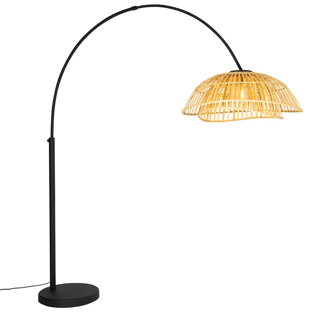 Lampa cu arc oriental negru cu bambus natural - Pua