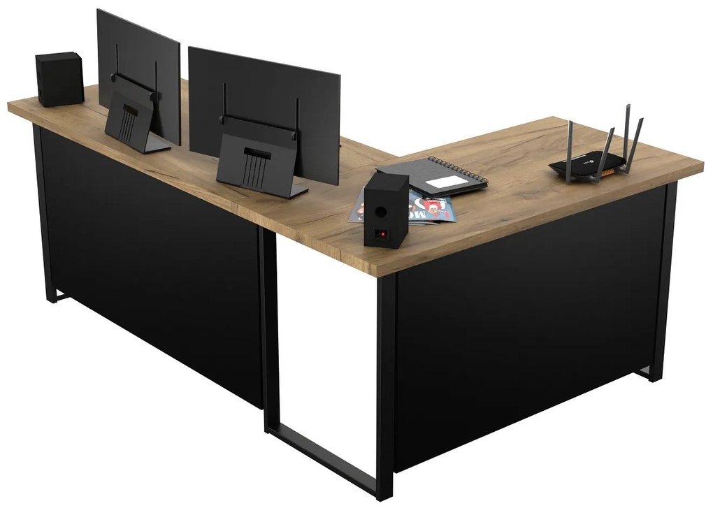 Masă PC de colț Vintid (Stejar craft + Negru). 1054977