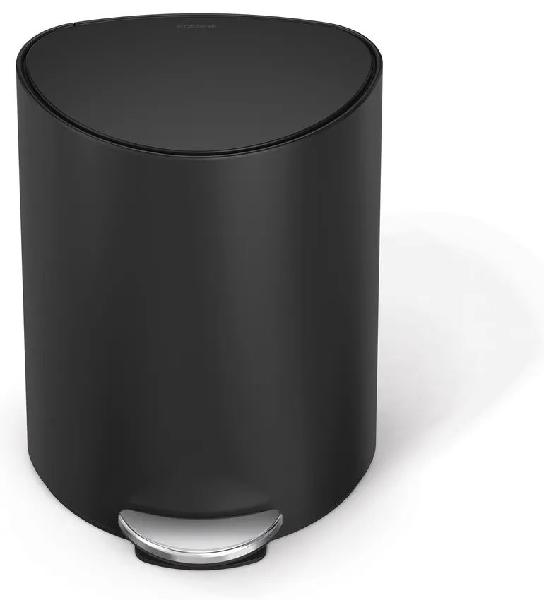 Coș de gunoi negru mat cu pedală din metal 6 l – simplehuman