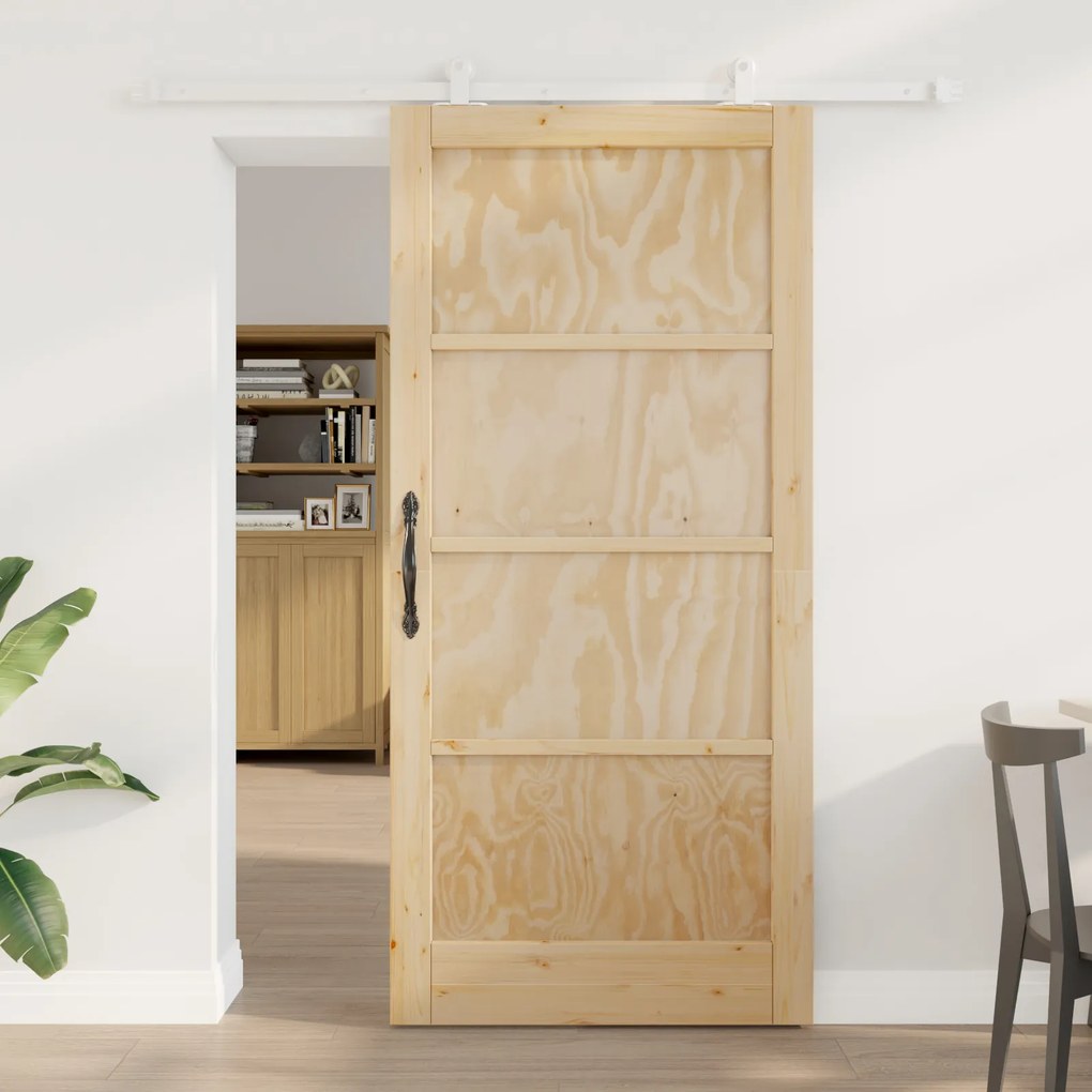 vidaXL Set de Uși Glisante Manual Natural și alb 93 x 202 cm