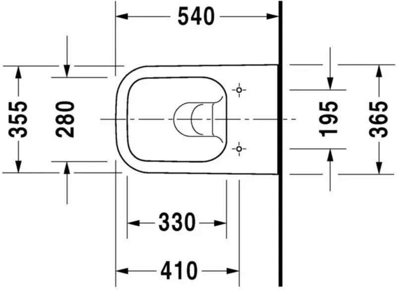Vas WC suspendat Duravit Happy D.2 Rimless 37x54 cm evacuare orizontala