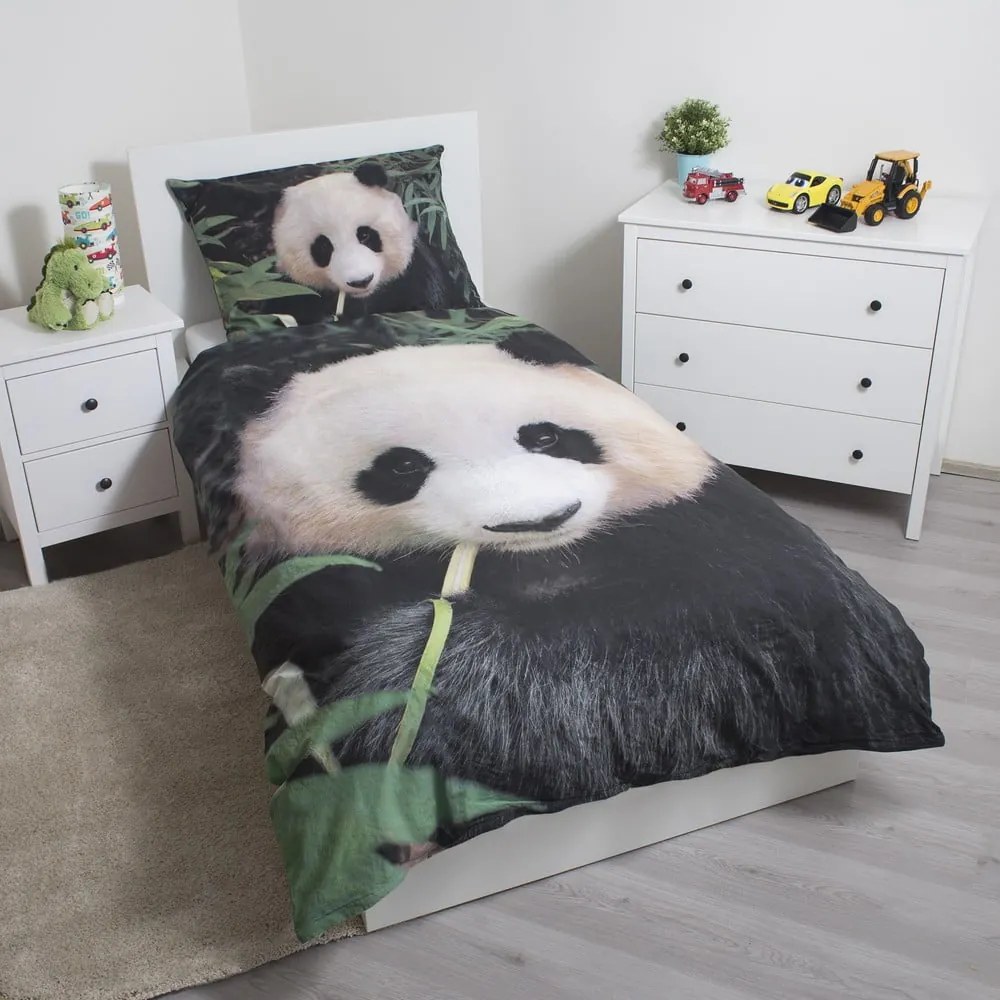 Lenjerie de pat pentru copii din bumbac pentru pat de o persoană 140x200 cm Panda – Jerry Fabrics
