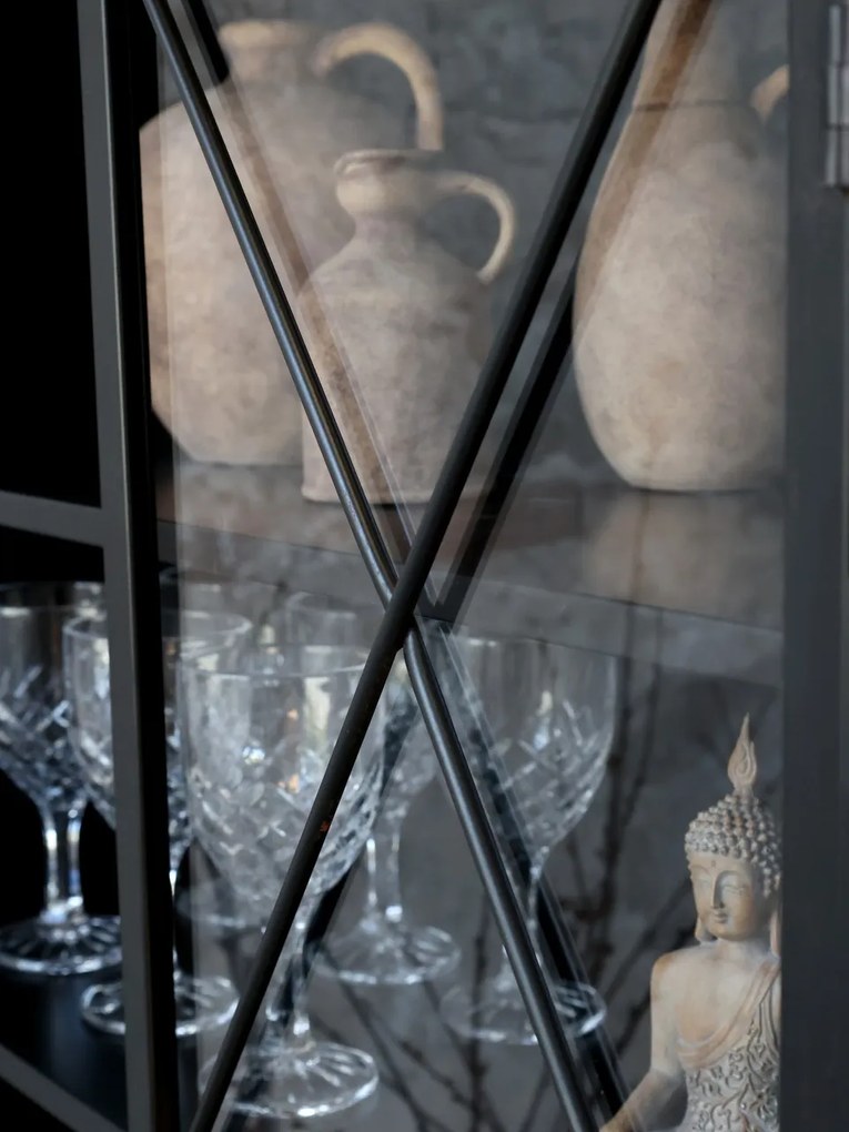 Vitrina din metal, cu aspect vintage, Antique Black
