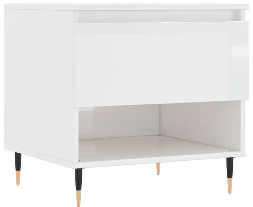 vidaXL Măsuță de cafea, alb extralucios, 50x46x50 cm, lemn prelucrat