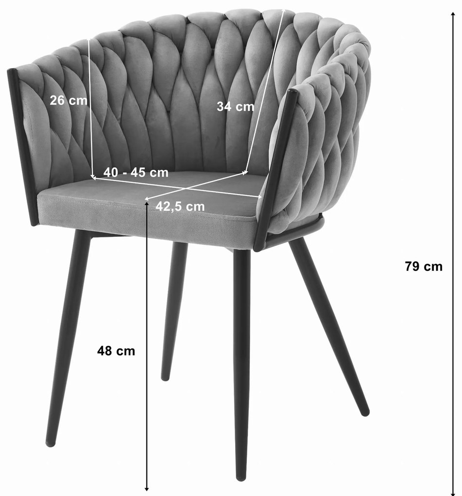 Scaun de sufragerie ORION VELVET roz inchis cu picioare negre